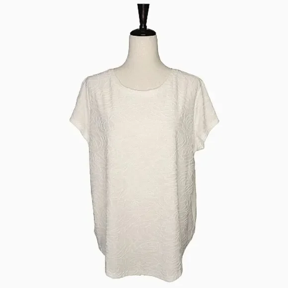 Simply Vera Vera Wang Cream Floral Textured Stretch Knit Blouse Size XXL - Picture 1 of 7